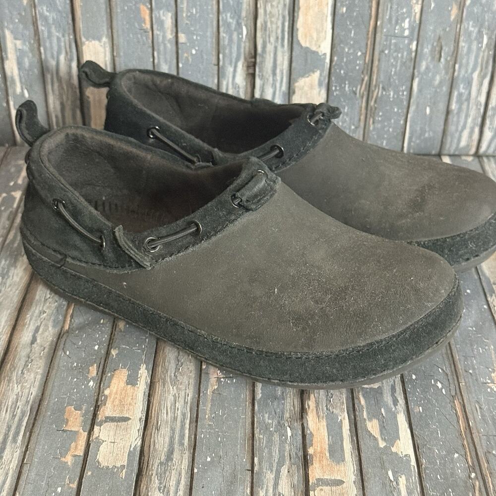 Crocs Surrey Suede Leather Slip On Clog Shoes Womens Size 8 Black